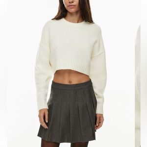 Aritzia Sunday Best Peggy Light Birch Merino Wool Blend Sweater Knit Cropped